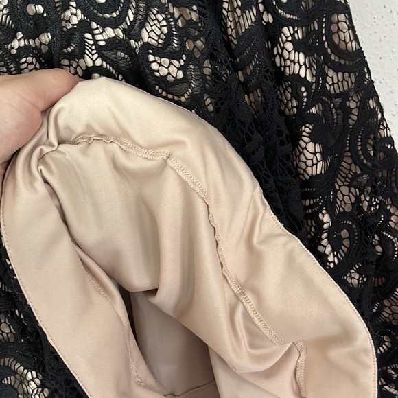 Windsor black lace and silk formal no sleeve mini dress with cut out Sz M - Picture 5 of 9